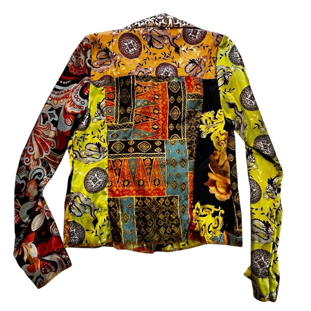 Nothing Matches 90s Baroque Patchwork Satin Jacket  Medium boho y2k art to wear - Picture 6 of 15